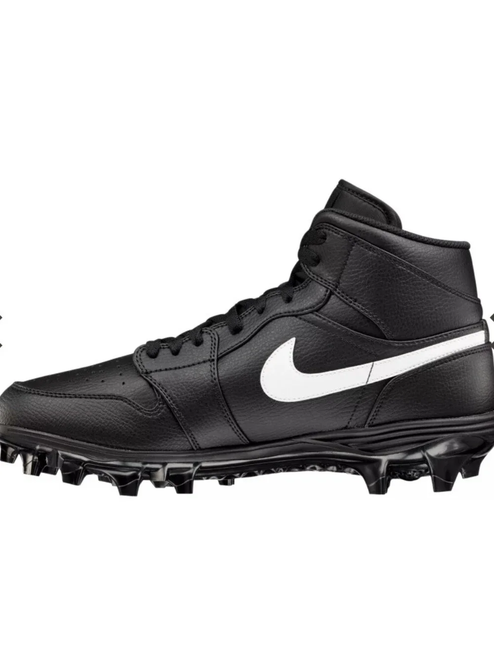 Jordan 1 Mid TD Mens Football Cleats Size 9.5 Black and White